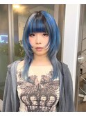 ハイレイヤーウルフカットホワイトシルバーローライトカラー