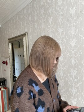 ヘアスタジオ アルス 御池店(hair Studio A.R.S) ミルクティーベージュハイトーンボブ10代20代韓国顔まわりカット