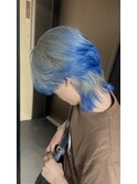 シルバー×ブルーデザインカラーエンドカラー神戸三ノ宮