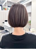 黒髪　ボブルフ　ネビージュ　小顔　ワンレン　スペインカール