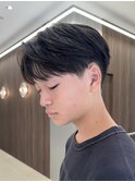 毛流れセンターパートニュアンスパーマカルマヘアメンズパーマ