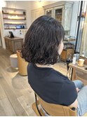 コテ巻き風無重力パーマ