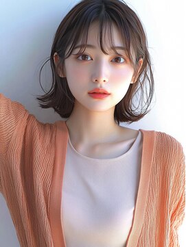 ムウ 難波(MOU) ボブクールショート前髪イメチェンピンクベージュ30代40代50代