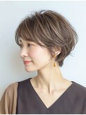 似合わせショートボブ白髪ぼかし脱白髪染め40代50代60代♪