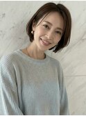 ミルクティーベージュ顔周りカットレイヤーボブA13上尾30代40代