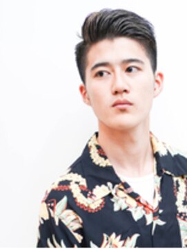 メリケンバーバーショップ フクオカ(MERICAN BARBERSHOP FUK) かき上げヘアショートレイアーくせ毛風パーマコンマヘア58