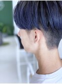 インディゴブルーメンズマッシュ/ツーブロック/30代・40代・50代