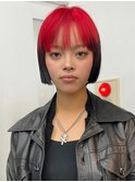 【GEEKS渋谷】バイカラー/モードヘア/レッドブラック/小顔カット