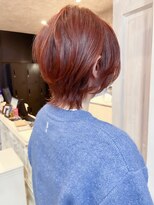 キャアリー(Caary)&nbsp;福山人気カシスレッドカラーショートウルフ酸性ストレート小顔