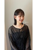 切りっぱなしロブ/マロンベージュ/前髪/原宿神宮前
