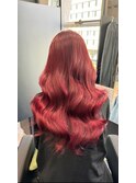 ○ピンクヘアー ロングウルフパーマ 秋色