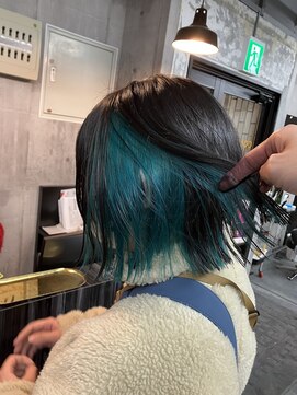 シャンプーボーイ 佐賀(SHAMPOO BOY) インナーグリーン【ブリーチ/ハイトーン/インナーカラー】