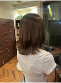 切りっぱなしボブ／ブリーチ無し透明感カラー