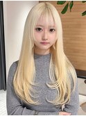 シースルーバング×ハイトーンロング
