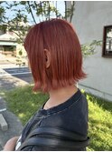 外ハネボブ ピンクオレンジ ブリーチカラー