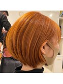オレンジベージュ×ミニーショート