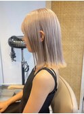 ダブルカラーミルクティーベージュカラーケアブリーチ韓国ボブ