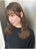レイヤーカット/ミディアムレイヤー/顔まわりカット/おくれ毛