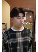 メンズコンマバングシャドウパーマ刈り上げ眉毛カット韓国ヘア