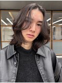 爽やか◎黒髪ニュアンスミディアムヘア無造作パーマ