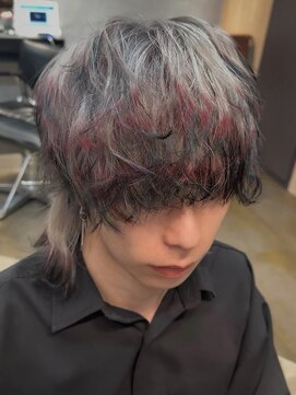 メンズサロン ガウディ 三宮店(men's salon Gaudi) フォックスカラー×ブリーチハイトーン×ホワイトカラー×ウルフ