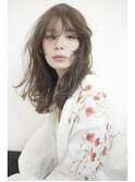 顔まわりに動きのあるロングレイヤーパーマ[店長DAISUKE」