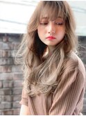 大人かわいい前髪セシルカットココアブラウンフリンジウェーブ