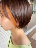 インナーカラーショート/顔周りインナーカラー丸みショート