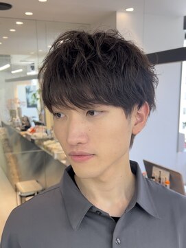 ロンドシエル 横浜(Lond ciel) men'sメンズブリーチなし透明感カラーニュアンスパーマ/横浜