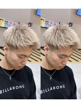 アッドバイケーツー 心斎橋(add by k-two Men's) ハイトーン/ベージュ/短髪ジェット/アップバング