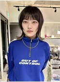 大人シアーベージュミニウルフボブミディアムレイヤー