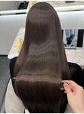 ロングヘアーココアブラウンカラー髪質改善　赤坂見附