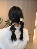 【中里恵梨】ヘアセット/ツインヘア/編みおろし/参列ヘア