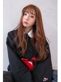 ANGELICA シースルーバング　カッパーピンク　ロングレイヤー