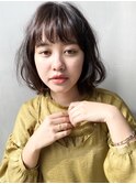 ふわふわボブ/ミディアム/暗髪/結べるボブ