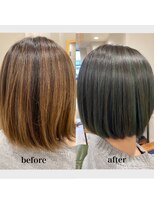 ヘアサロン ナノ(hair salon nano)&nbsp;グリーンカラーミニボブ