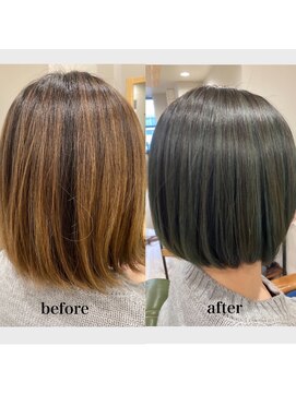 ヘアサロン ナノ(hair salon nano) グリーンカラーミニボブ