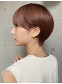 透明感暖色×束感ショート×シースルーバング×フレンチガーリー