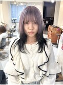 ウルフカット　デザインカラー　ラベンダー　ルーツカラー