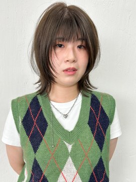 カシェル(cashel) 顔まわりレイヤーロブレイヤーボブブリーチなしベージュ