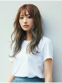 小顔レイヤーロングオリーブ20代30代40代くびれ韓国ヘア