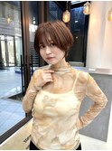 透明感カラー ボブ 前髪 ショート カラー ブリーチ&ダブルカラー