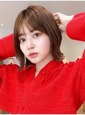 Say.切りっぱなしボブ外ハネボブオリーブグレー暗めカラー青山