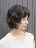 ボブパーマフレンチボブレイヤーくびれ耳かけニュアンスボブ