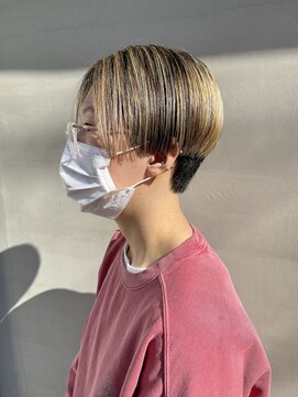 ヘアー アイス ルーチェ(HAIR ICI LUCE) ハイライト ブリーチ 2トーン ラインボブ 担当 井上 8