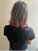切りっぱなし外ハネボブ×ピンクパープル裾カラー