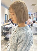 ラボヌールヘアー 札幌店(La Bonheur hair etoile) 【熊澤】ミニボブ×ミルクティーベージュ