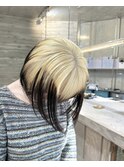 ルーツカラーデザインカラーハイトーンカラーぷつっとボブ艶髪