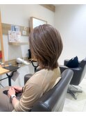 白髪ぼかし細めハイライト30代40代50代セミディ