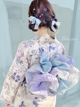 グローリープラス(Glory+plus)の写真/夏のお祭りやフェスなど、イベントの多いこの季節に！プロのヘアセットで思い出に残る一日を華やかに演出◎